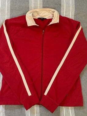 GAP Red Zip-Front Track Jacket with Cream Trim